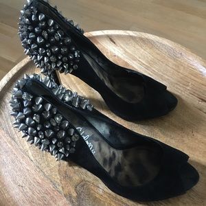Sam Edelman black high heels with studs and diamonds